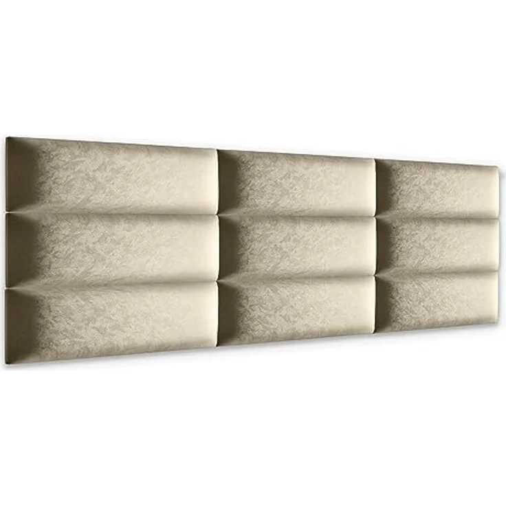 Muralo Samt Wandkissen Stoff Polsterpaneel Schlafzimmer Wohnzimmer Bett Wandpolster Bettkopfteil Lendekissen Modern Luxus Gepolstert Polster Paneel (Creme, 60cm x 15cm) – Bild 3