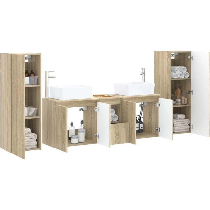 vidaXL Badezimmerschrank-Set 5 stk. Sonoma-Eiche 136 x 35 x 80 cm 3405995 – Bild 3
