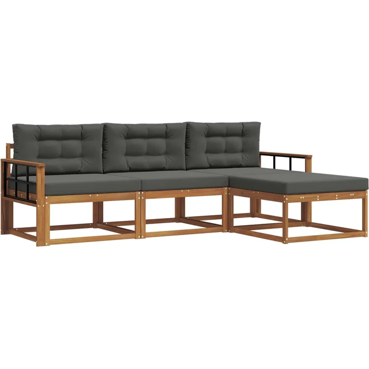vidaXL Outdoor-Sofagarnitur 4 stk. 4-Sitzer Natur und Anthrazit 3367415 – Bild 2