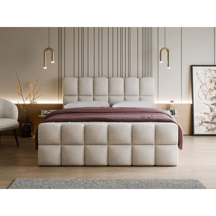 Compleo Boxspringbett "ARIA" Kontinentalbett im Wolkenbett-Design (von 120 bis 200x200 cm), gepolstertes Doppelbett mit hohem Kopfteil, Bonell H3 – Bild 2