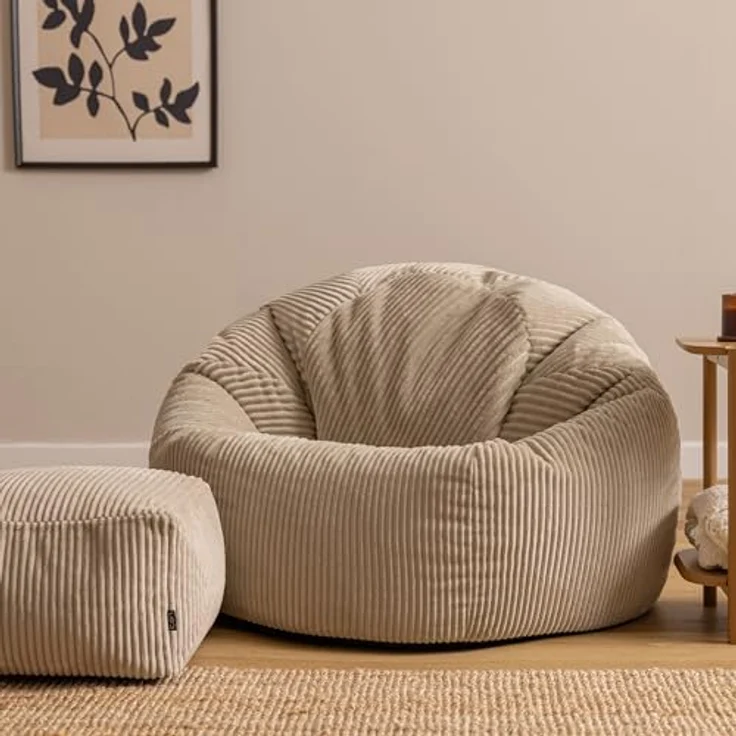 icon Sitzsack Erwachsene XXL mit Hocker aus Cord „Kingston“ (Spar-Set, 1 x Sitzsack XXL, 1 x Fußhocker), Sitzsack XXL, Made in Germany, für Erwachsene & Kinder, für Wohnzimmer – Bild 5