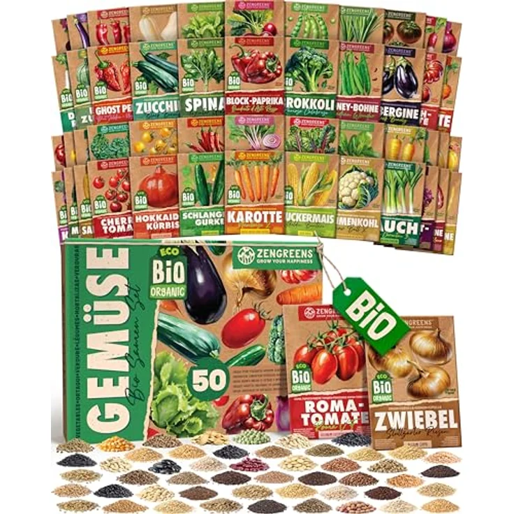 ZenGreens® - Bio Gemüsesamen im 50er Set - 50 Gemüse Samen für den einfachen Anbau im Garten, Balkon oder Hochbeet - Pflanzensamen - Saatgut – Bild 2