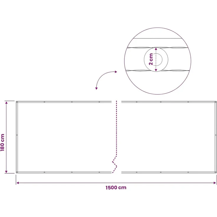 vidaXL Balkon-Sichtschutz 1,8 x 15 m Stoff mit PU-Beschichtung Schwarz 42036792 – Bild 3