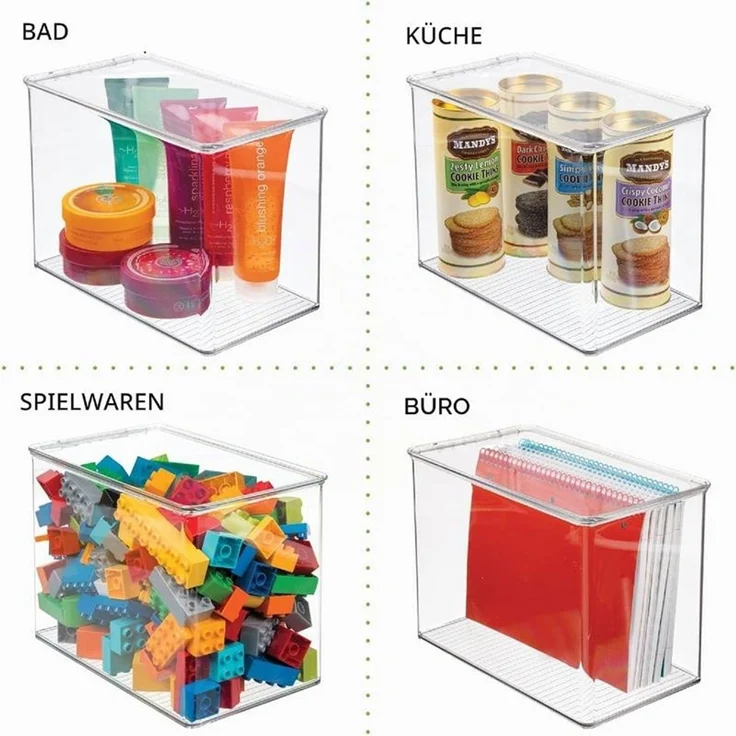 mDesign Organizer Aufbewahrungsbox Regalbox Deckel Stapelbar 2er-Set Transparent – Bild 7