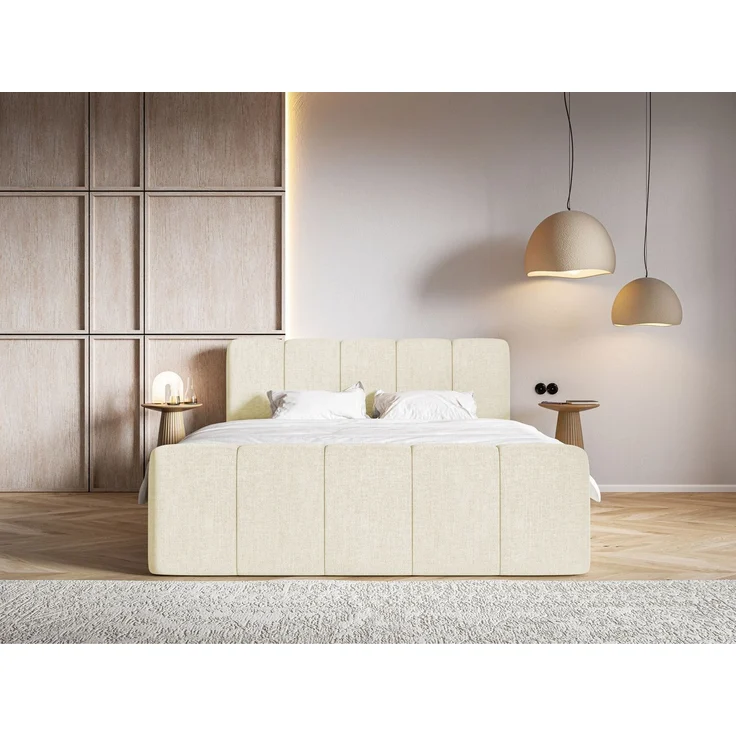 Selsey 'Cloudy II' Boxspringbett mit Bettkästen und Topper Chenille Creme, 160x200 cm – Bild 2