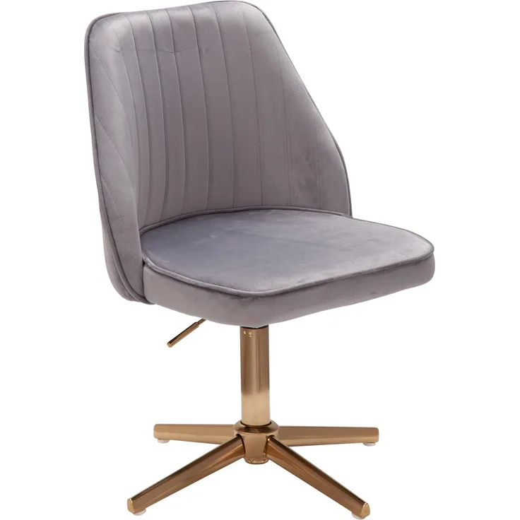 Schreibtischstuhl Samt Design Drehstuhl mit Lehne | Schalenstuhl 120 kg Höhenverstellbar | Arbeitsstuhl ohne Rollen | Stuhl Schreibtisch Home-Office Drehbar rosa