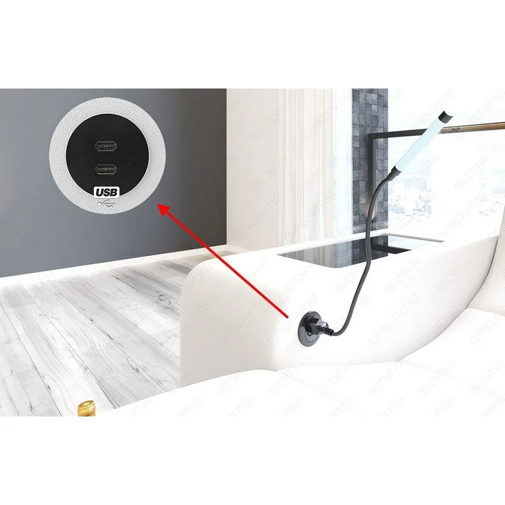 Sofa Dreams - Design Wohnlandschaft Wave XL mit LED - Kunstleder - schwarz-rot - Links – Bild 6