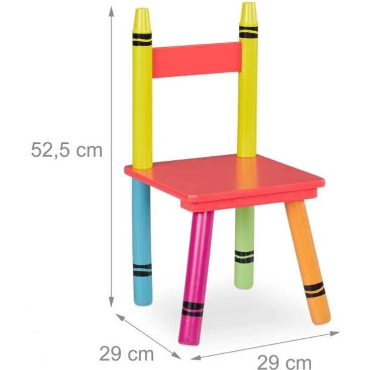 3-teilige Kindersitzgruppe,2 Stuhl und 1 Tisch, MDF / Kiefer bunt – Bild 5