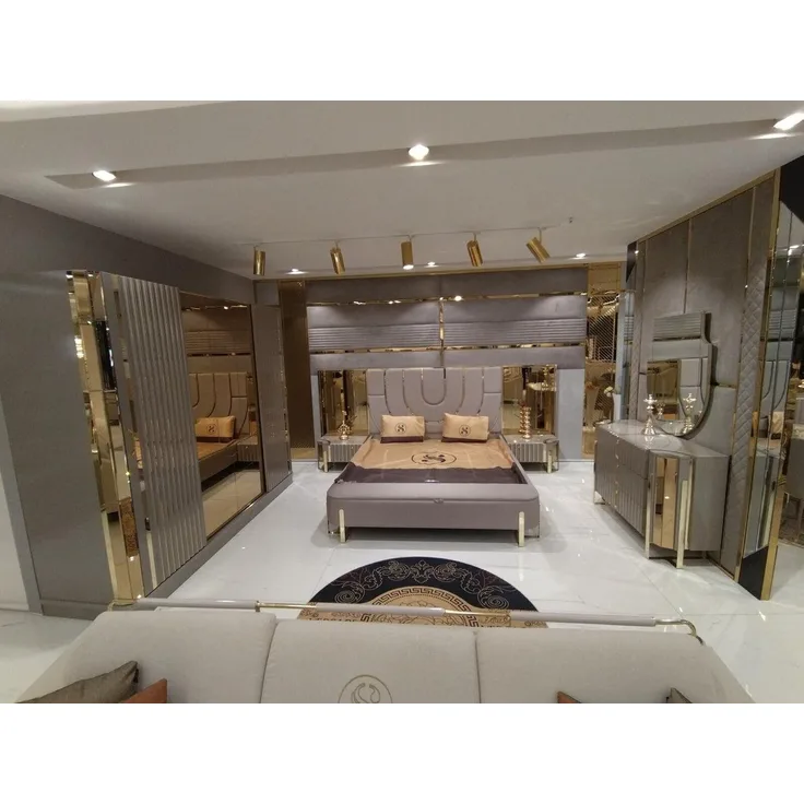 JVmoebel Schlafzimmer-Set Modernes Schlafzimmermöbel in edlem Design mit Nachttischen, (3-tlg, Bett + 2x Nachttische), Made in Europa