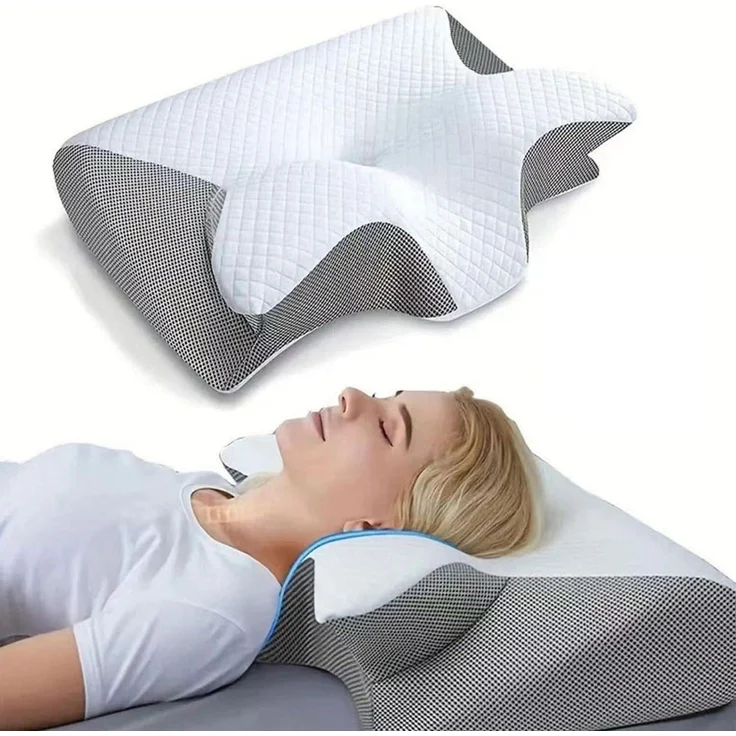 Kityhome Kopfkissen Orthopädisches Nackenkissen Memory Foam – 2 Höhen, waschbarer Bezug, Füllung: 100% Memory Foam, Set, Nackenkissen*1, waschbarer Bezug*1, Nackenstützkissen, Komfort, Atmungsaktiv – Bild 5