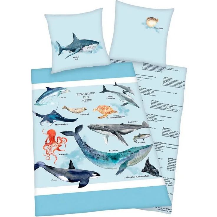 Herding Renforcé Bewohner der Meere Bettwäsche Bettbezug 135x200 cm Kopfkissenbezug 80x80 cm