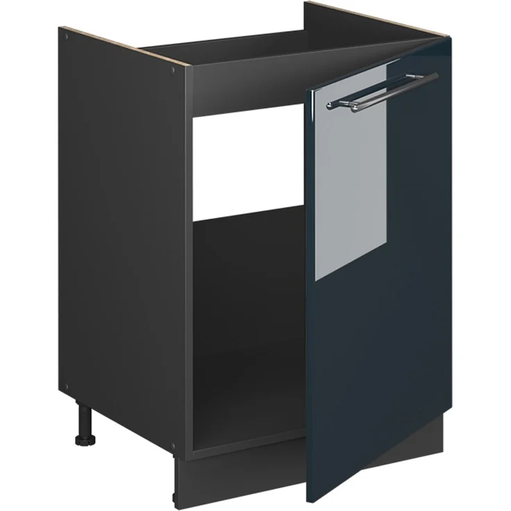 Spülenunterschrank Fame-Line Dunkelblau Hochglanz/Anthrazit 60 cm Vicco – Bild 6
