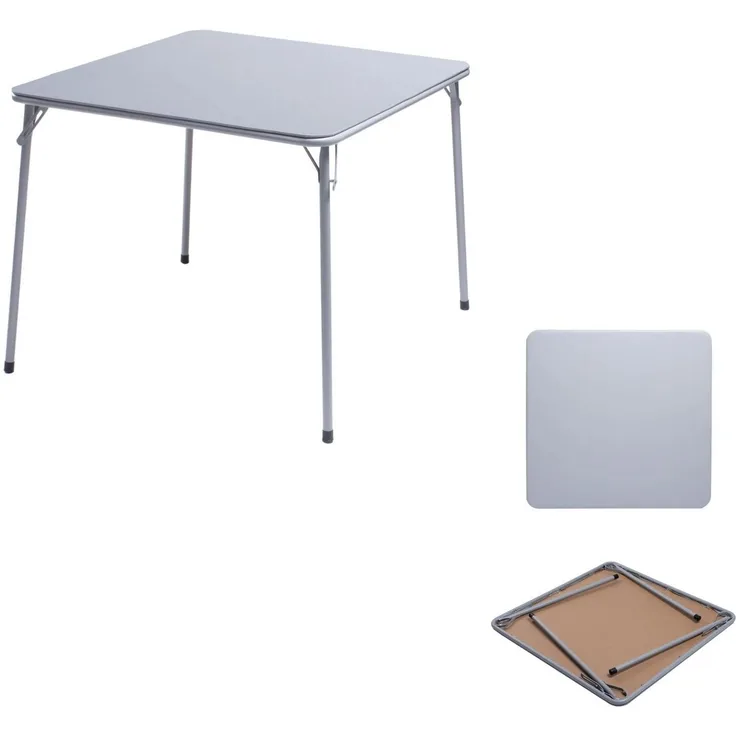 FurnitureR Klapptisch 86×86×71 cm, Stabiler Konferenztisch mit PVC-Oberfläche und Metallrahmen, Faltbarer Arbeitstisch für Büro, Seminar, Besprechung & Schulung, platzsparend verstaubar, Grau
