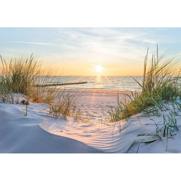 Wallarena Fototapete Strand Meer Ostsee 3D EFFEKT Wohnzimmer Schlafzimmer Küche, Fototapete - Vliestapete - Premium Halbmatt Glatt Vlies, Strand, Meer, Natur, Landschaft, (Packung, Vlies Fototapete), Fototapete Wohnzimmer Schlafzimmer Vliestapete Tapet...