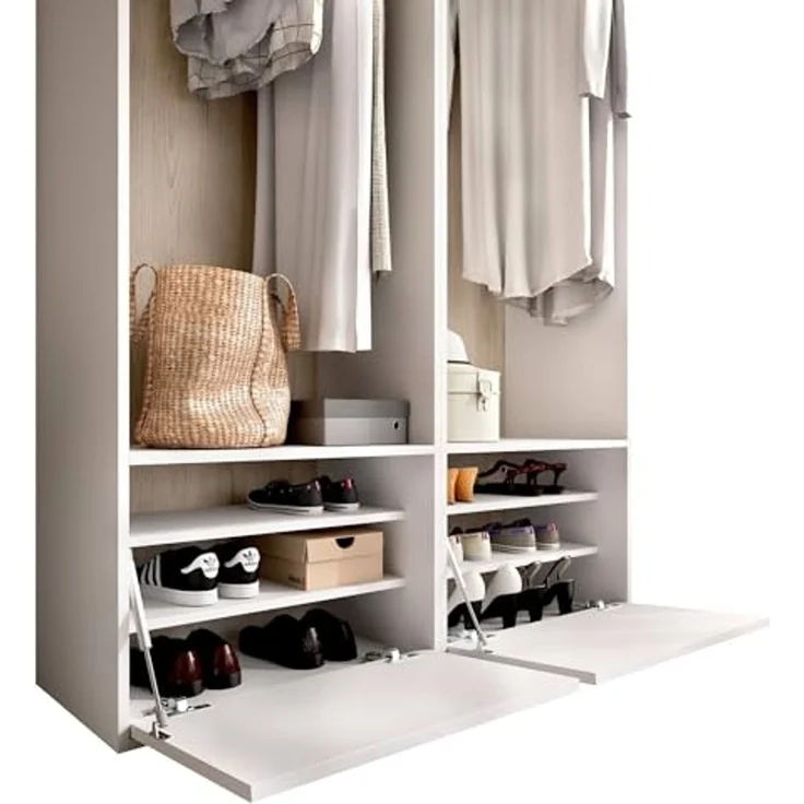Dmora - Großer Kleiderschrank Brealone, Schlafzimmermöbel, Schrank, Garderobe, 120x45 h205 cm, Weiß und Eiche – Bild 5