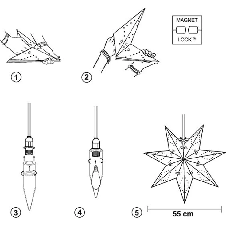 Weihnachtsstern Sensy von Star Trading, 3D Papierstern Weihnachten in Weiß, Dekostern zum Aufhängen mit Kabel, E14 Fassung, Ø: 70 cm – Bild 5