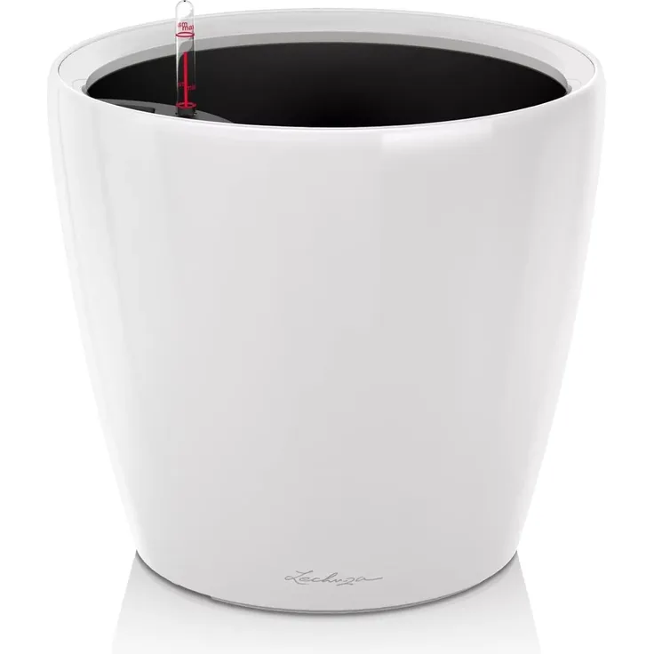 LECHUZA Tischgefäß CLASSICO LS 21 ALL-IN-ONE Hochglanz-Weiß 442093