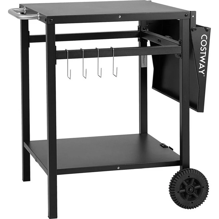 COSTWAY Grillablagetisch, mit 2 Ablagen, 4 Haken & klappbarer Tischplatte – Bild 1