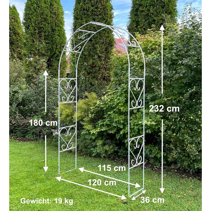 DanDiBo Rosenbogen Metall Verzinkt Massiv 120 cm Torbogen 96521 Wetterfest Rundbogen Volleisen Rankhilfe Gartenbogen Feuerverzinkt – Bild 2