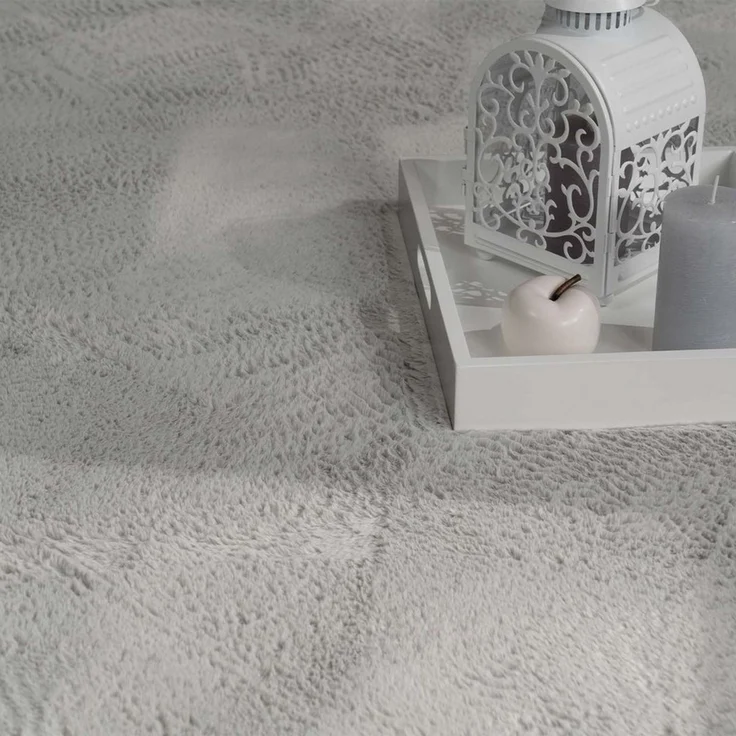 TaCa Home Teppich Flauschiges Hasenfell Imitat, rechteckig, Höhe: 14 mm, Wohnzimmer Schlafzimmer Esszimmer Kinderzimmer, Grau - 60 x 90 cm – Bild 3