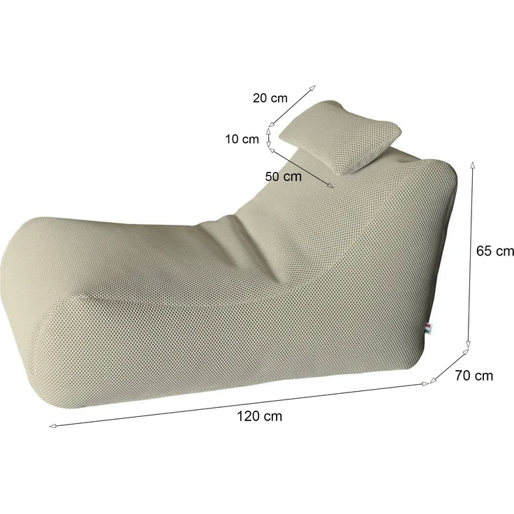 Dmora Pouf Міhck, Mehrzwecksessel, Sitzsack, Hockerhocker, Made in Italy, 70x120 h65 cm, Beige – Bild 3