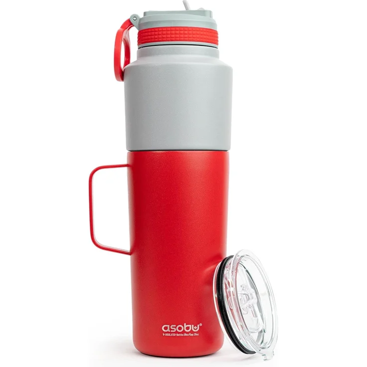 Asobu Twin Pack Bottle with Mug Rot, 0.9 L + 0.6 L – Bild 2