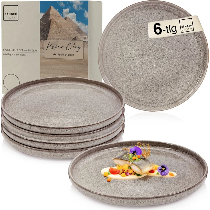 SÄNGER Speiseteller Set Kairo Clay - 6 teilig aus Steingut – Bild 1