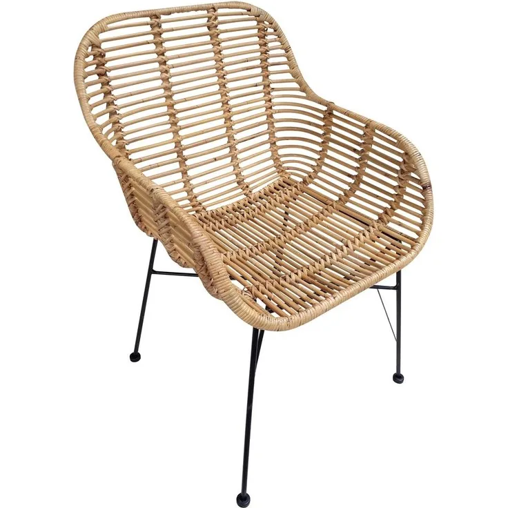 RATTAN Armlehnstuhl 2-er Set Rattan Natur