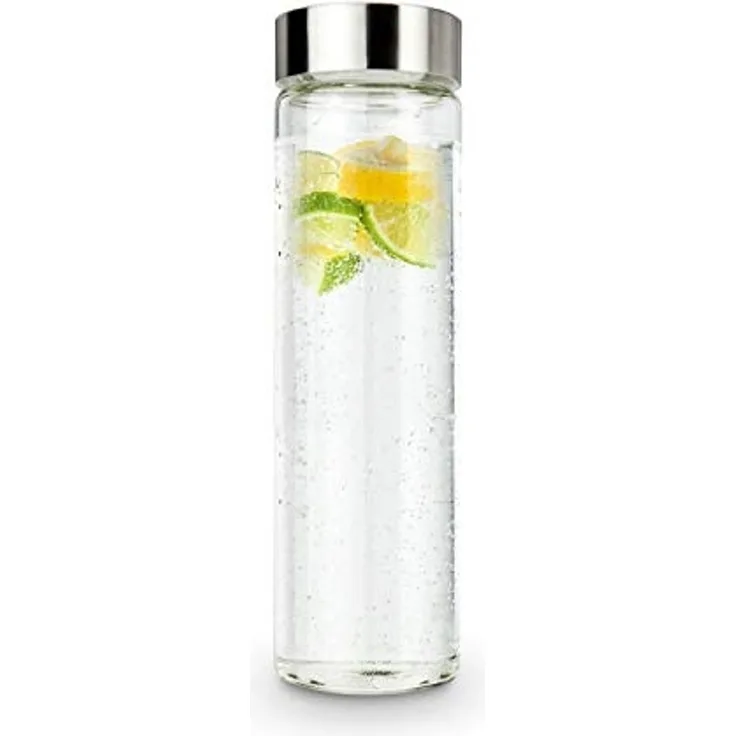 ROMINOX Geschenkartikel Glaskaraffe -- Fiola – Stilvolle Karaffe, Schraubdeckel mit Dichtungsring, 500 ml, für Zuhause, Büro, Konferenzraum, oder Gartenpartys, Maße: ca. 6. 5x6. 5x24 cm
