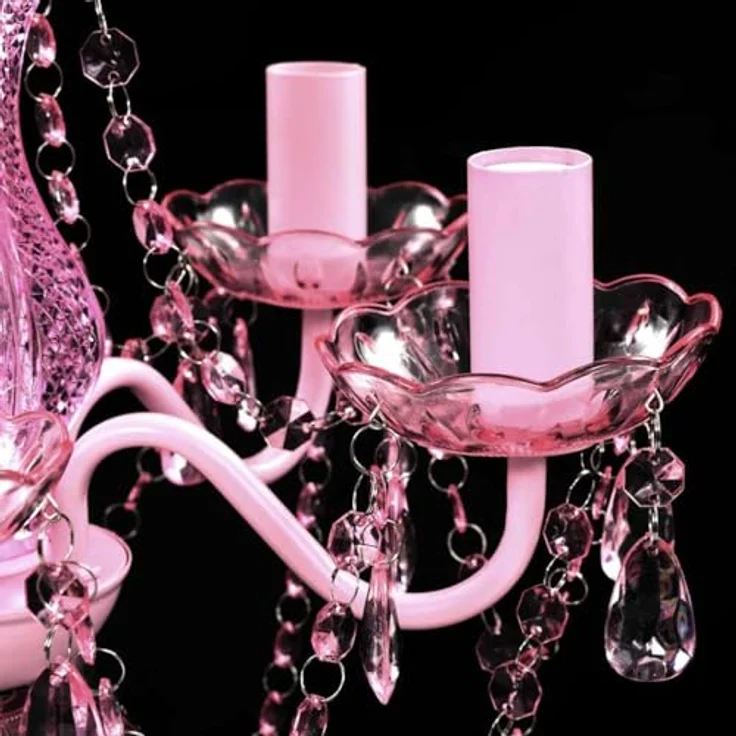 vidaXL Kronleuchter, 5 Glühbirnen, Kunstglas Rosa, Ø 38 cm – Bild 8