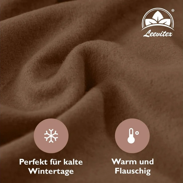 leevitex® Spannbettlaken für kalte Nächte – angenehm weich, passgenau, farbstark & pflegeleicht, Molton, Gummizug: rundum, (1 Stück), verschiedene Größen und Farben, 80% Baumwolle 20% Polyester, 25cm Steg – Bild 3