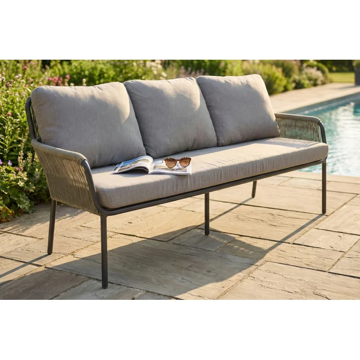 Loungesofa Concord 3-Sitzer Gartensofa mit Polster Relaxsofa Rope Taupe – Bild 6