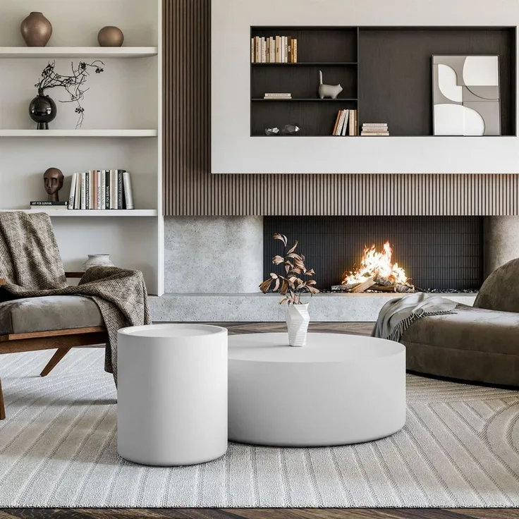 Lookway Couchtisch DUALO Couchtisch-Set – Modernes Design fürs Wohnzimmer (2er Set), Durchmesser: ⌀90 cm & ⌀40 cm