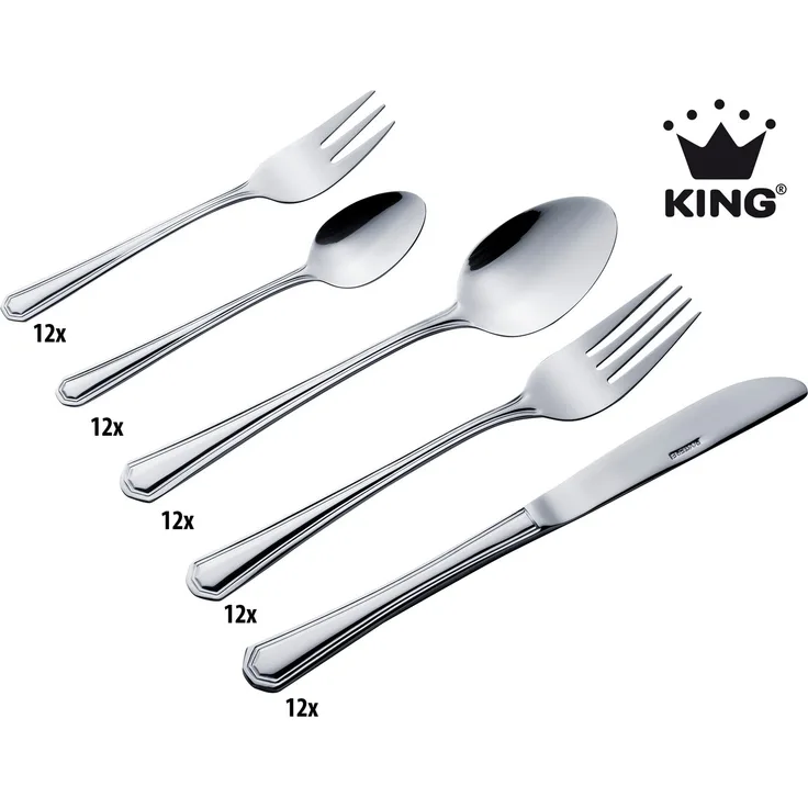 KING Besteck-Set »Düsseldorf« (60-tlg), 12 Personen, Edelstahl 18/0, Besteck im zeitlosen Design