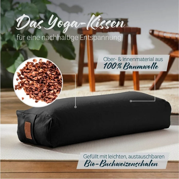 #DoYourYoga Yogakissen Yoga Bolster Paravati, gefüllt mit Bio-Buchweizenschalen,Yogakissen 67x22x13cm – Bild 1