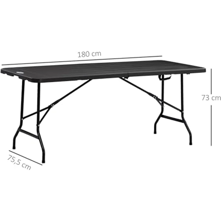 Outsunny Klapp-Gartentisch, dunkelgrau, 180x75.5x73 cm, aus Metall und Kunststoff, für 6 Personen, wetterbeständig und pflegeleicht – Bild 3