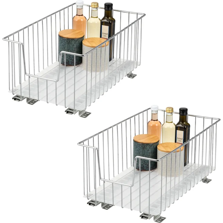 bremermann Schrank-Korbauszug 2er 30 cm mit Einlegeboden, aus Metall, in Chrom – Bild 1