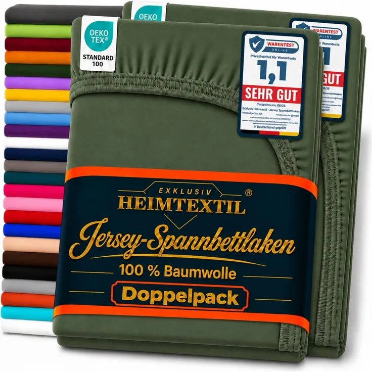 Jersey Spannbettlaken Doppelpack 140 - 160 x 200 cm Dunkelgrün