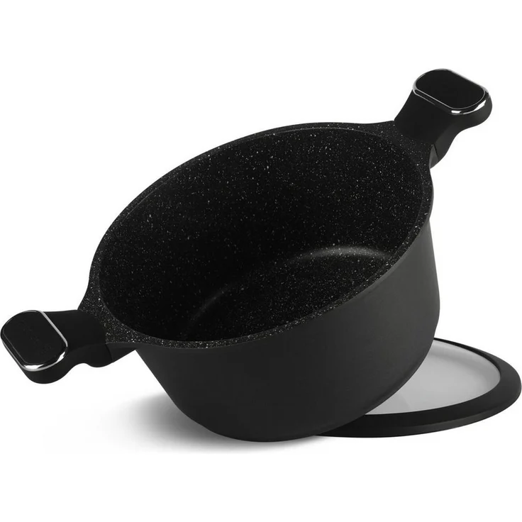 Edenberg Topf-Set 10 tlg Schwarzes Topfset, Matt, Pfanne, Kasserollen, Glasdeckel, Aluminium, Keramik (10 tlg, 10-tlg, Zeitloses Design des Topfsets. Eine ideale Geschenkidee) – Bild 2