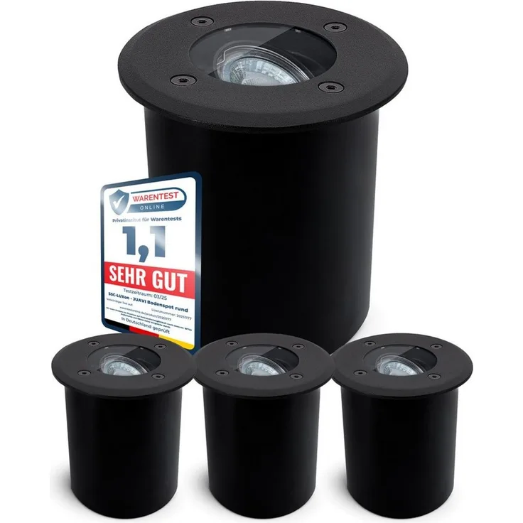 SSC-LUXon LED Gartenstrahler JUAVI Bodeneinbauleuchte IP67 schwarz rund für 1x GU10, ohne Leuchtmittel