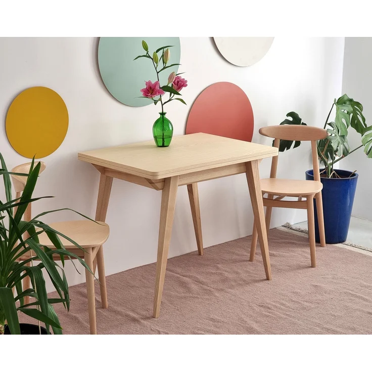 Ragaba rechteckiger ausziehbarer Tisch, MDF & Massives Eschenholz, 90x65 cm, Esche natur, Esche natur – Bild 5