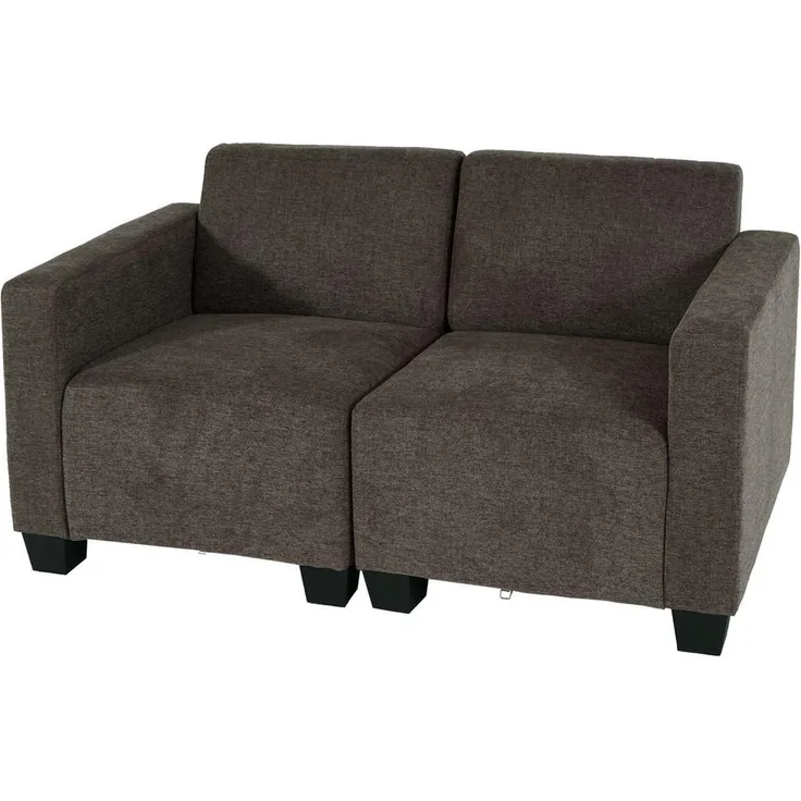 MCW 2-Sitzer Sofa Lyon, Braun, Textil, 136x76x72 cm, moderner Lounge-Stil, erweiterbar, hohe Belastbarkeit bis 150 kg