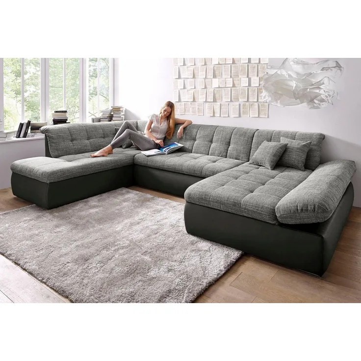 DOMO collection Wohnlandschaft Moric U-Form auch in Cord, im XXL-Format, wahlweise mit Bettfunktion und Armlehnenverstellung