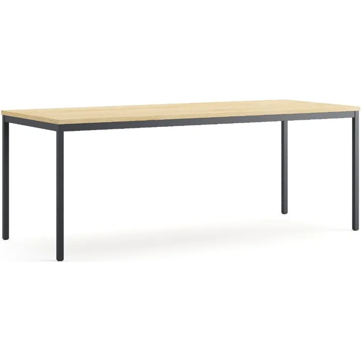 furni24 Schreibtisch-Stahl 200 x 80 x 75 cm, Eiche, TÜV/GS-Einfache Montage, Arbeitstisch, Bürotisch, Küchentisch, Esstisch, Druckertisch Büro-Möbel Arbeitszimmer Computertisch Gaming-Tisch Mehrzwecktisch