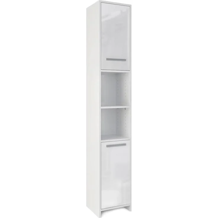 Badschrank Weiß Hochglanz/Weiß 30 x 190 cm Vicco – Bild 1