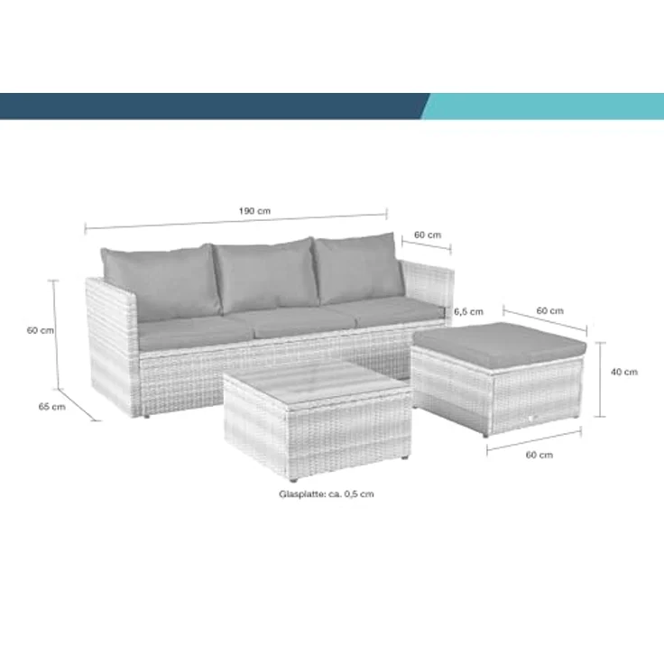 LC Garden Gartenlounge-Set Loungino Balkonmöbel für 3-4 Personen Lounge, (3-tlg) – Bild 5