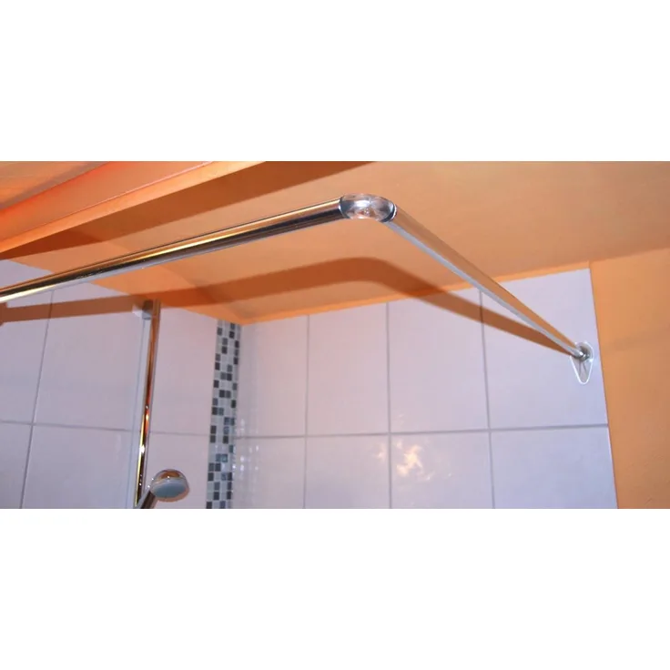 Clever-Kauf-24 Duschvorhangstange Universal Winkelduschstange, Farbe: silber, Material: Alu, Aluminium