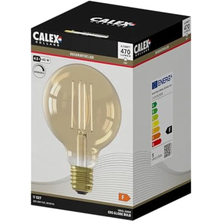 CALEX LED Lampe E27 G95, Filament, Vintage Gold, dimmbar, 2100K Warmweiß Licht, 470 Lumen – Bild 3