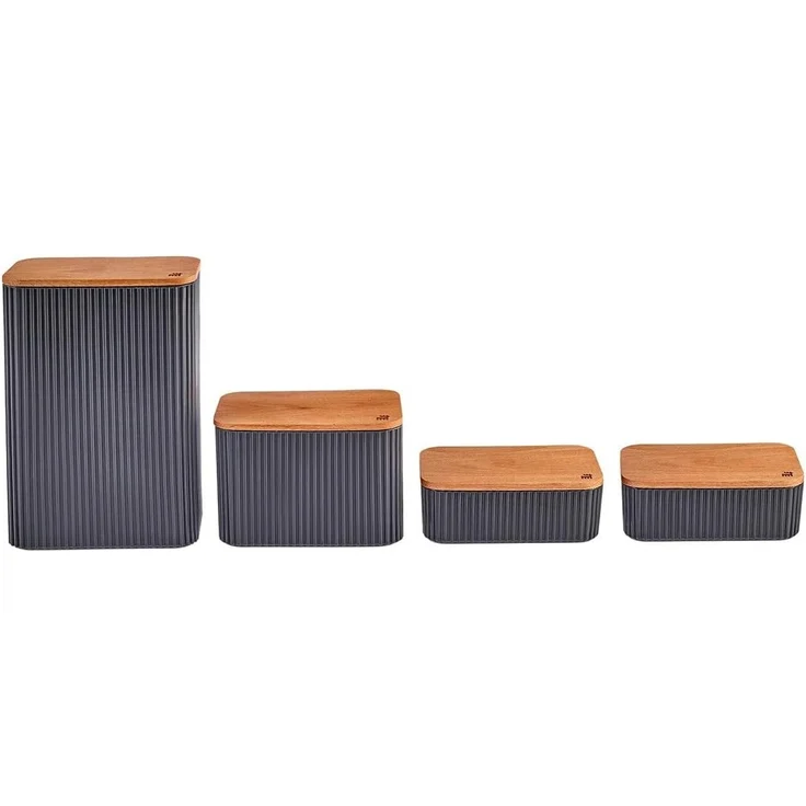 Karaca Vorratsdose Massimo 4er Set Vorratsdosen/Vorratsdosen Anthrazit – Bild 1