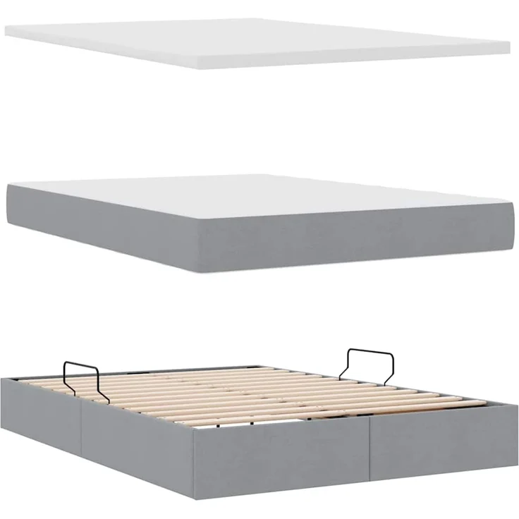 vidaXL LED-Speicherbett mit Matratze Hellgrau 140 x 200 cm Stoff 3371148 – Bild 9